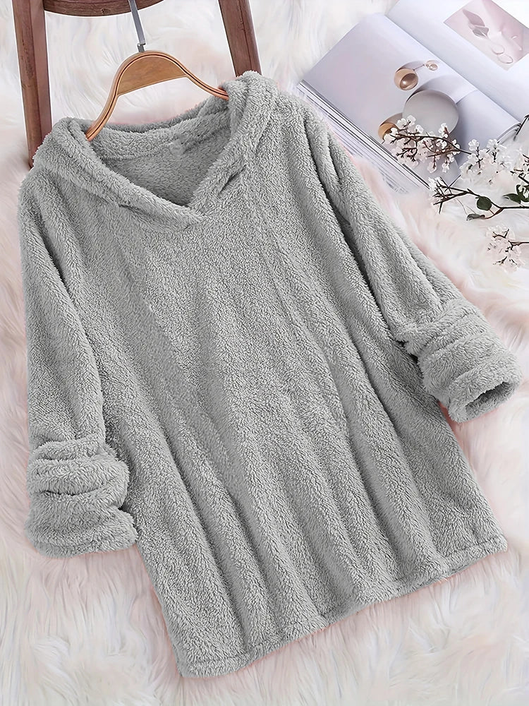 Women’s Fleece Solid Color Hoodie | Warm Casual Hooded Sweatshirt for Autumn & Winter 2024