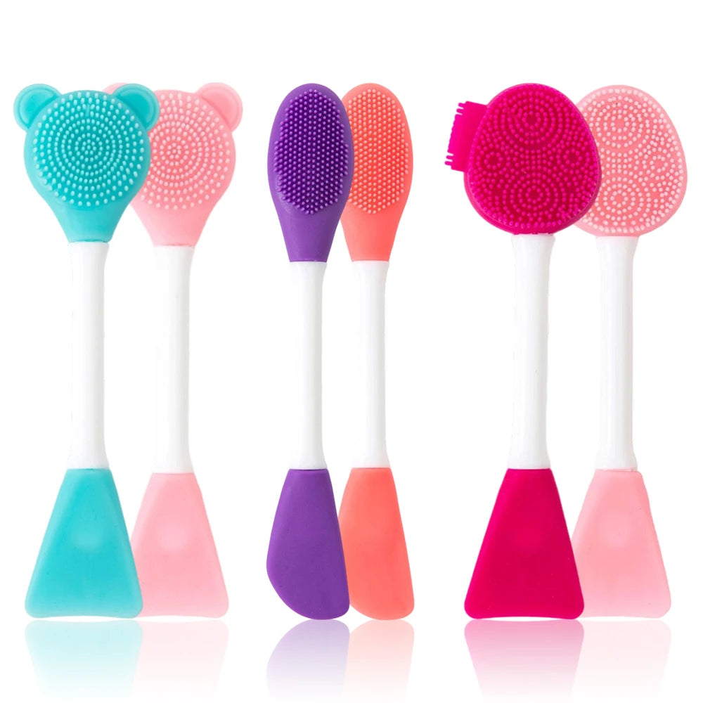2-in-1 Facial Cleaning Silicone Brush & Mask Applicator – Skincare Spa Wash Tool