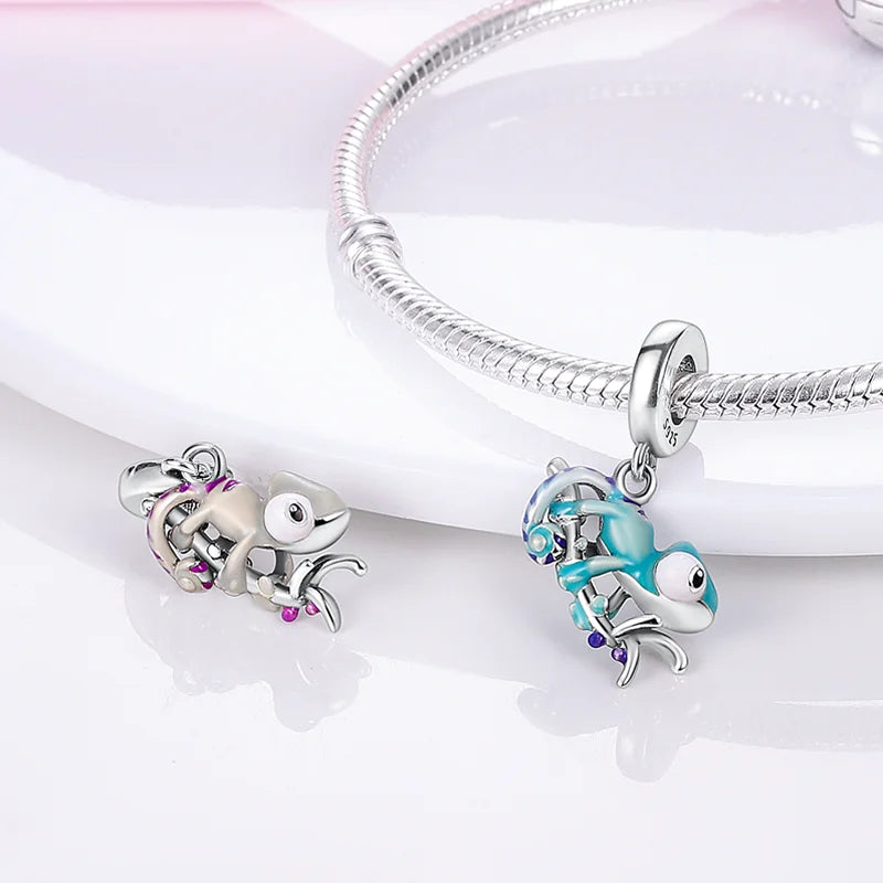 2025 Hot Sale 925 Sterling Silver Pink Butterfly Luminous Firefly Charm | Dangle Bead Fit Bracelet Necklace DIY Jewelry