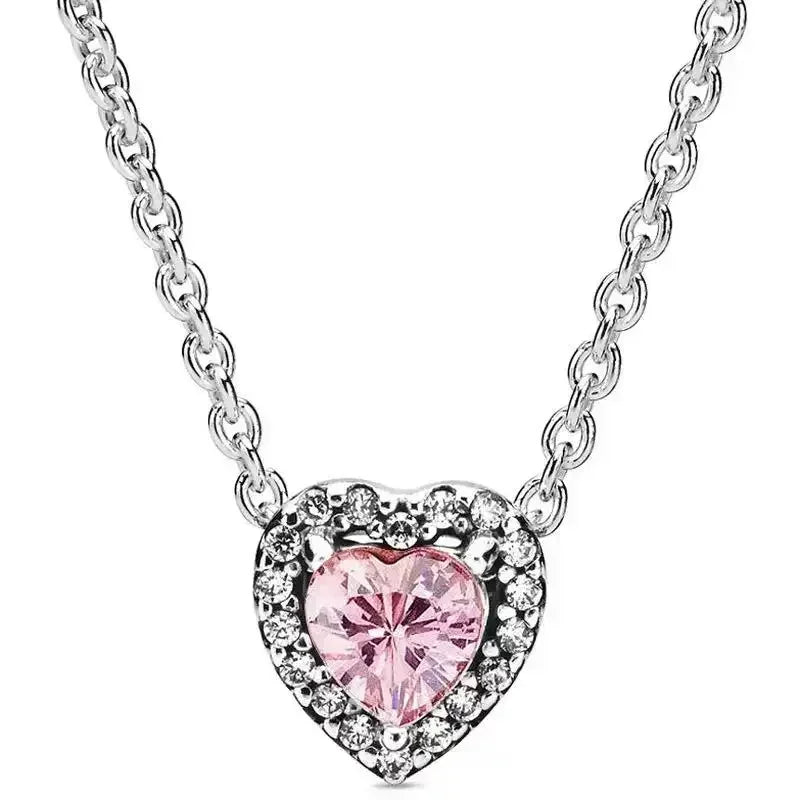 925 Sterling Silver Women’s Jewelry Set | Pink Heart Earrings, Ring & Necklace | Sparkling Luxury Holiday Gift