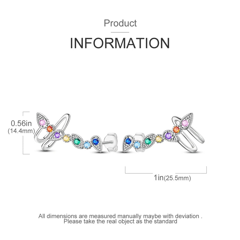 925 Sterling Silver Colorful Butterfly Hoop Earrings | Pave CZ Elegant Gothic Jewelry for Women & Friends