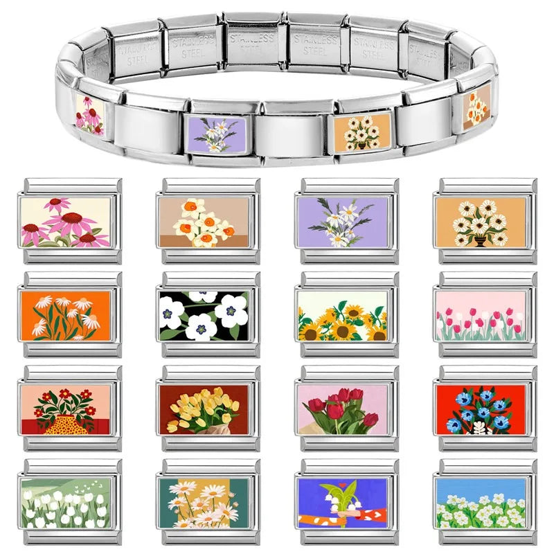 2025 Original Y2K Colorful Cute Cartoon Cats Dogs Italian Charm Links Fit 9mm Stainless Steel Bracelet Men Women DIY Making Gift