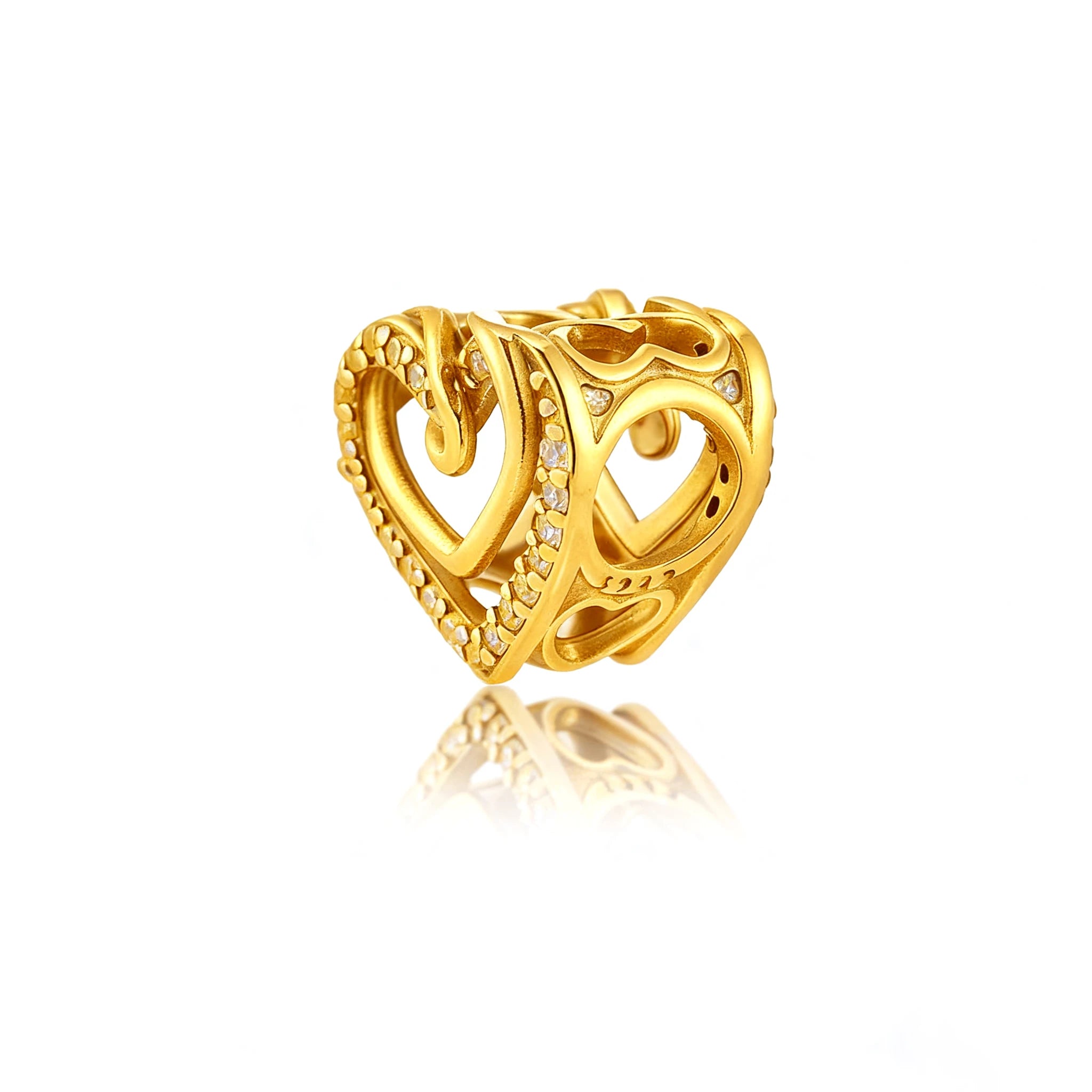 Hot Sale Gold Plated Heart & Chinese Dragon Charm Beads | Fashion Jewelry for Original Silver Bracelets