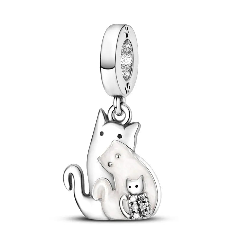 Cat Collection 925 Sterling Silver Charms Bead | Persian Bell & Multifarious Cat Dangle Fit Pandora Bracelet Necklace DIY Jewelry