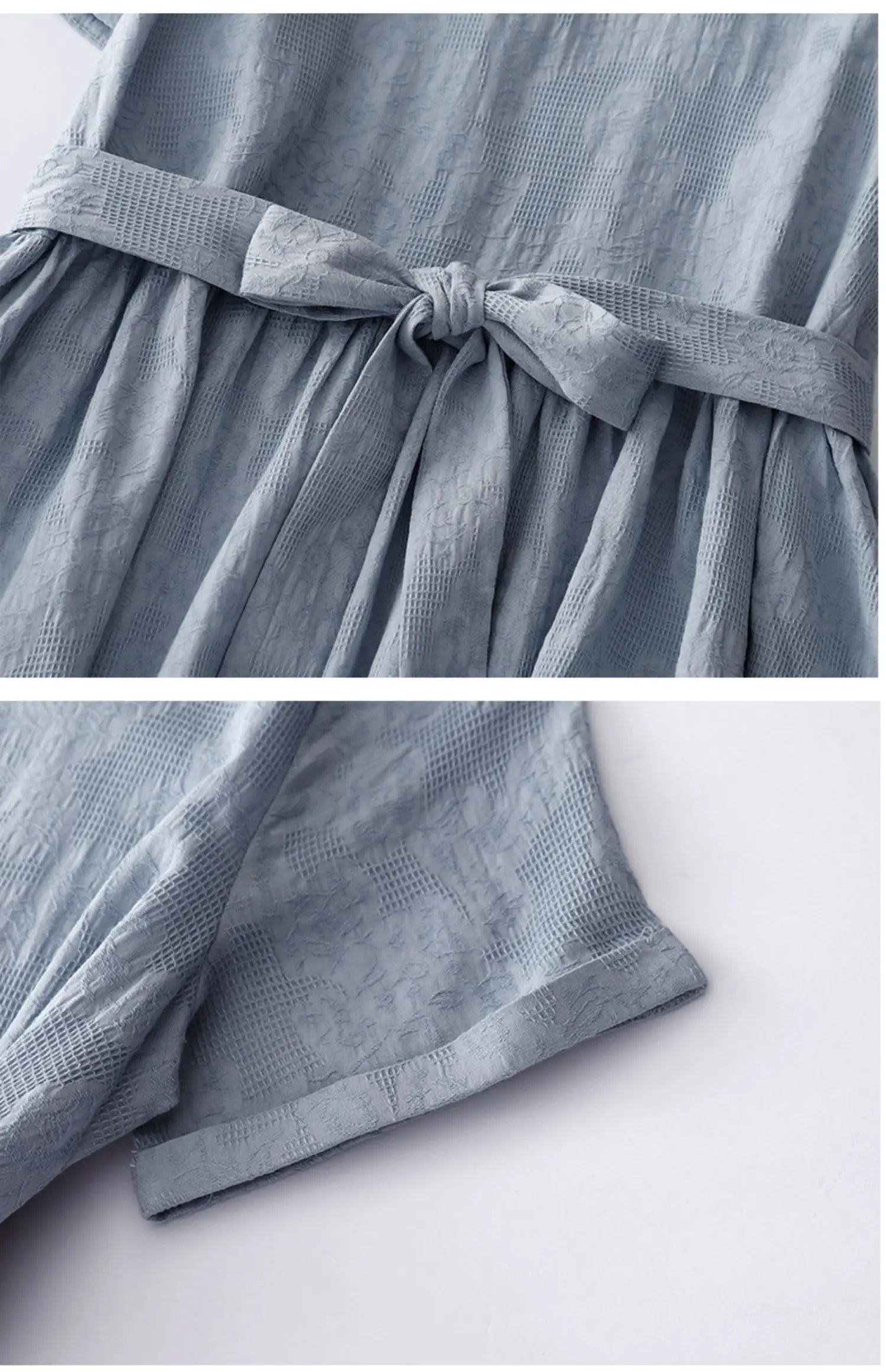 Japanese Style Loose Cotton Linen Dress – Women’s Vintage A-Line Over-Knee Long Dress with Round Neck