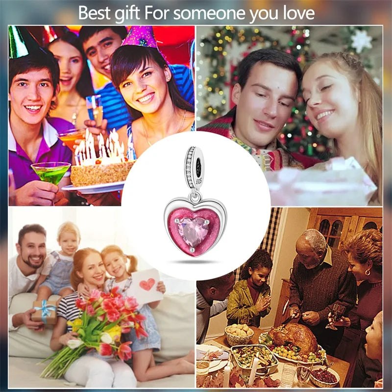 New 925 Sterling Silver Red Heart Charm Bead – Fits Original 3mm Bracelet Lucky DIY Jewelry Gift for Women