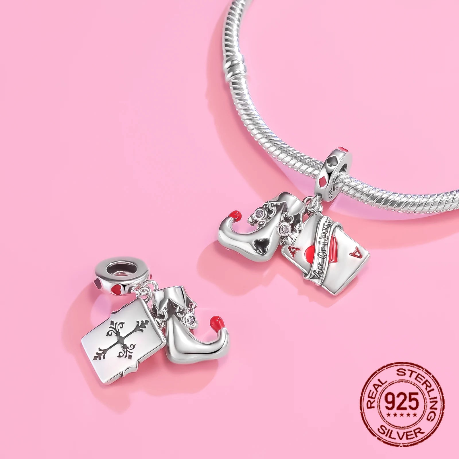 925 Sterling Silver Red Series Charms | Heart, Car & Strawberry Dangle Beads for Original Bracelet DIY Jewelry