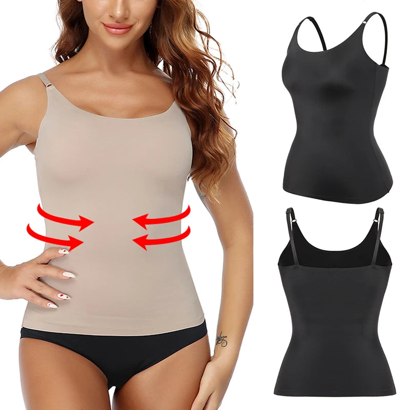 Seamless Shapewear Tank Top Camisole – Women’s Tummy Control Smooth Compression Vest in Nude & Black