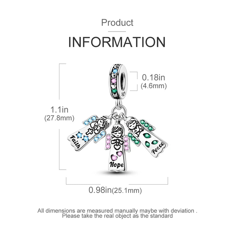 925 Sterling Silver Sweetheart Sister Charm | Fit Original Pandora & 3mm Bracelets DIY Jewelry Gift for Women