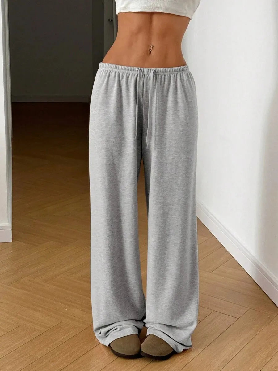 Elegant High Waist Baggy Pants | Women’s Loose Drawstring Wide Leg Sweatpants | Casual Streetwear Trousers