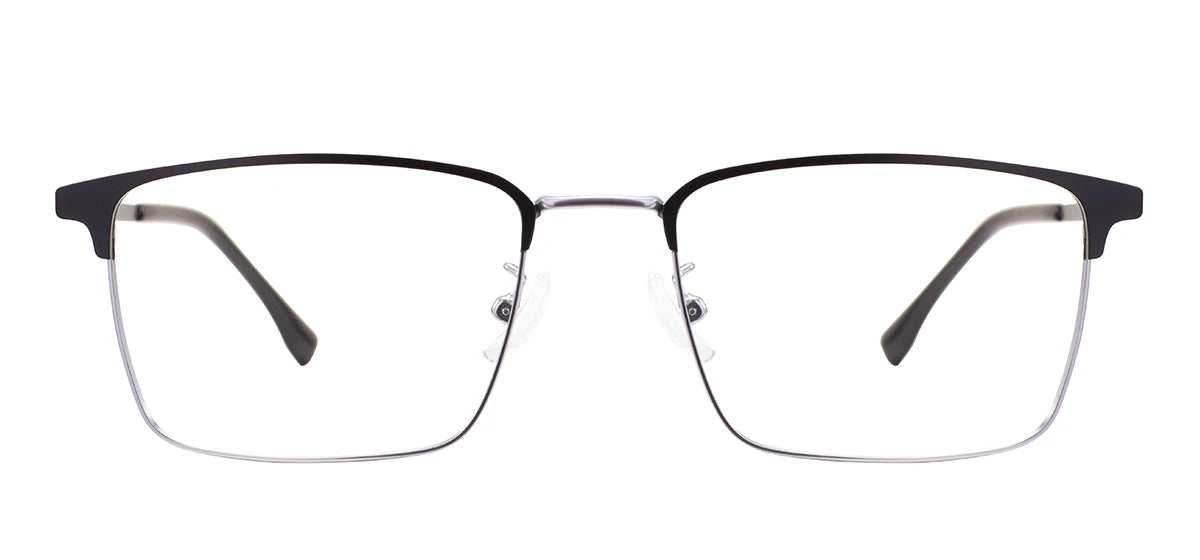 Rectangular Metal Browline Glasses Frame – Comfortable Large Full Rim Business Eyewear for Men
