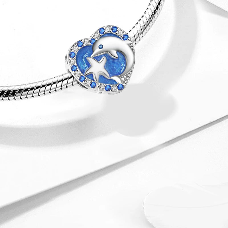925 Sterling Silver Turtle Dolphin Series Charms | Ocean Beads Fit DIY Bracelet Necklace Women Jewelry Gift