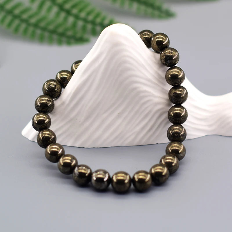 Original Natural Pyrite & Hematite Energy Beads Bracelet – Slimming Health Care Jewelry Gift for Men & Women