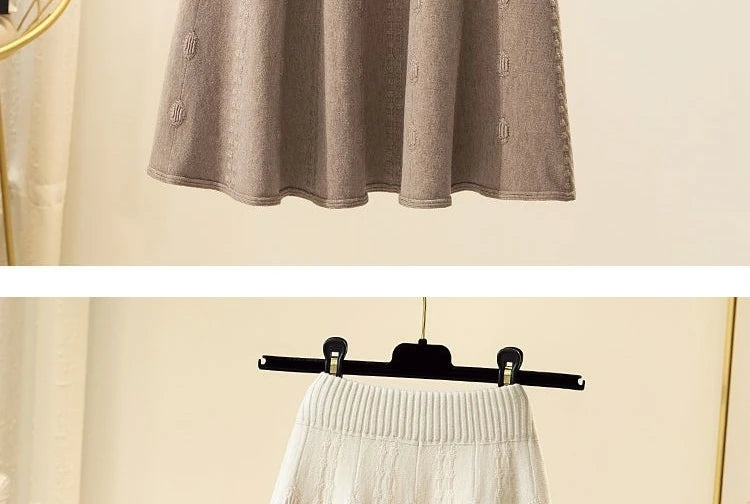 High Waist Knitted Midi Skirt – Women’s Sweater Matching Large Flounce A-Line Umbrella Skirt | Spring, Autumn & Winter