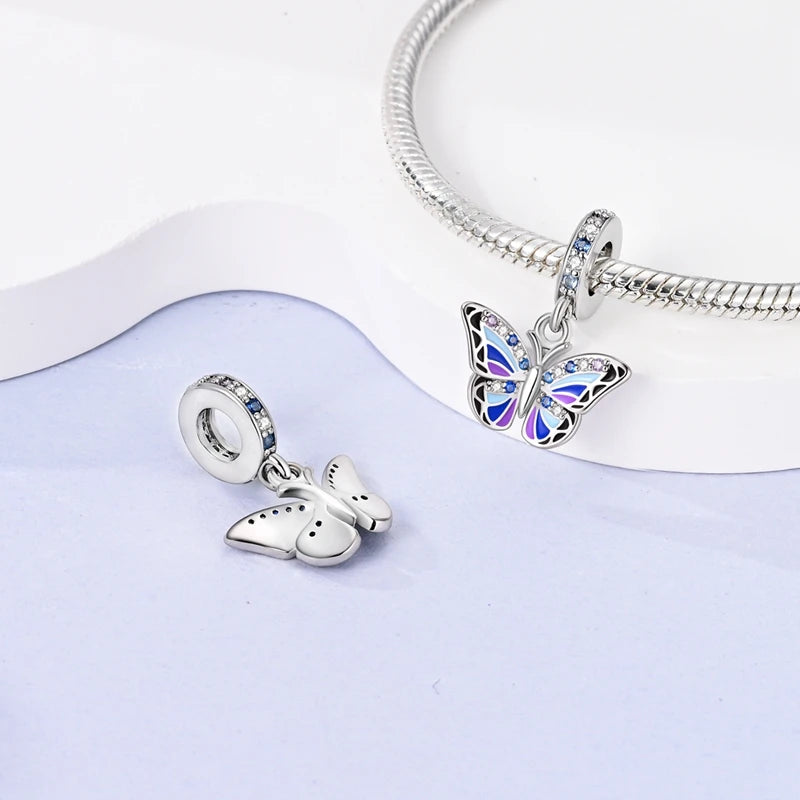 925 Sterling Silver Colorful Luminous Charms | Shell Turtle Star Beads