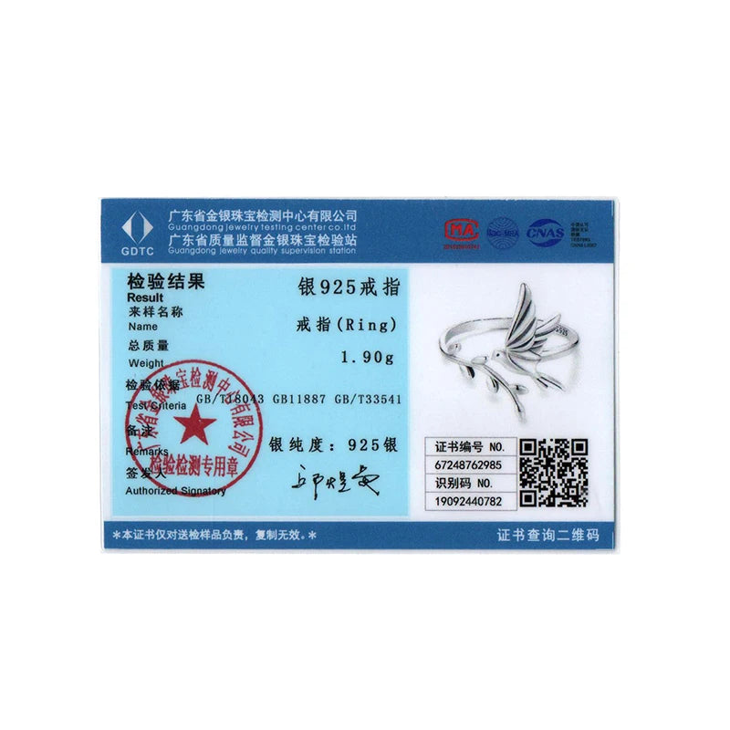 BISAER 925 Sterling Silver Floral Bird Open Ring | Adjustable White Gold Plated Flower Band for Women – Fine Party Jewelry