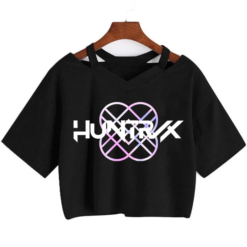 Kpop Demon Hunters Girls Crop T-Shirt – Women’s O-Neck Summer Y2K Punk Sleeveless Top