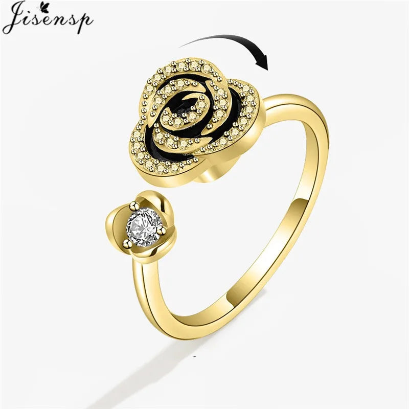 Luxury Fashion Fidget Spinner Ring | Crystal Planet & Butterfly Finger Ring for Women, Anti-Stress Jewelry