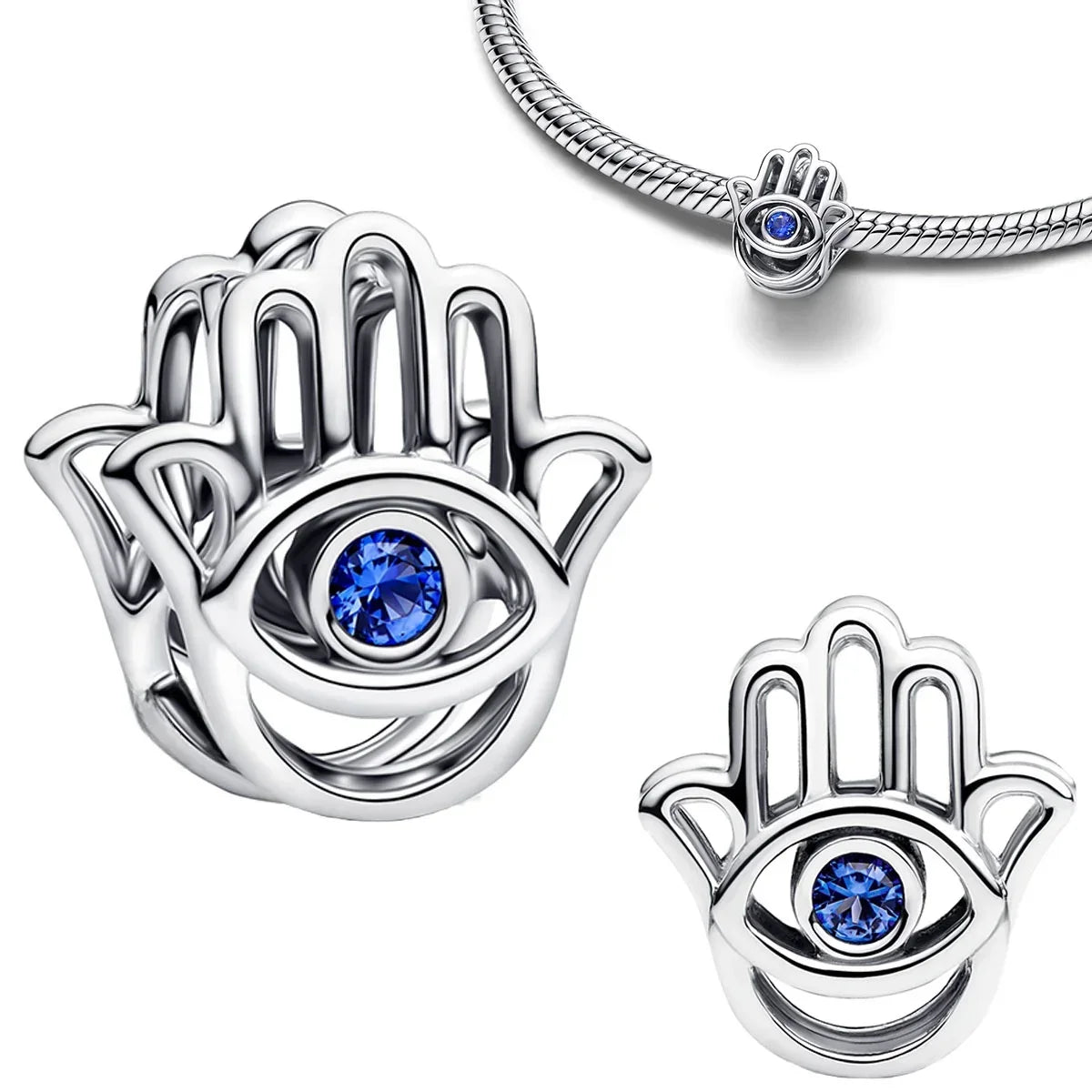 925 Sterling Silver Golden Round Necklace & Bow Earrings Set | Stars, Moon & Heart Charms Beads Women Jewelry Gift