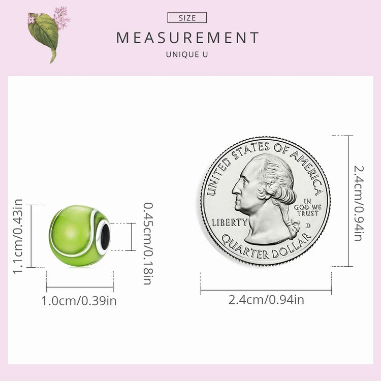 BISAER 925 Sterling Silver Ball Series Charms – Football, Volleyball, Tennis & Basketball Beads Fit Pandora Bracelet DIY Jewelry