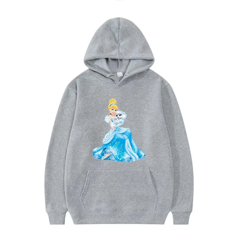Disney Princess Graphic Hoodie | Y2K Sweet Style Long Sleeve Sweatshirt with Pockets for Women