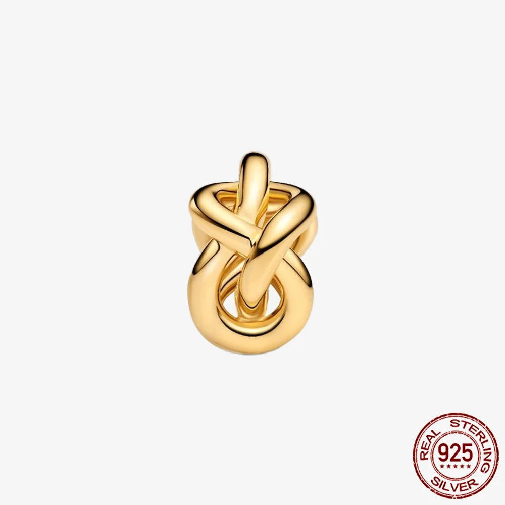 Sparkling Golden Series 925 Sterling Silver Pavé Clip Charm | Fit Original Pandora Bracelet – DIY Jewelry Christmas Gift