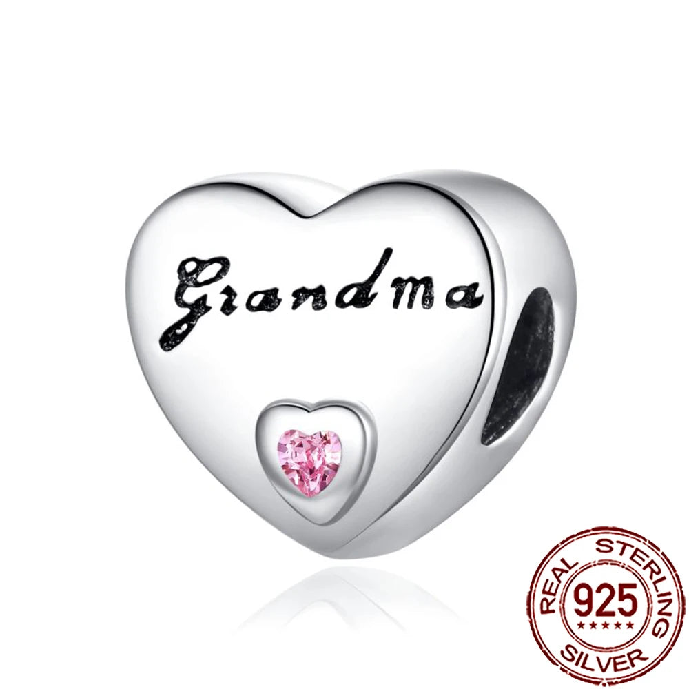 2025 New 925 Sterling Silver Heart Charm Sister Mother Daughter Beads Fit Pandora Bracelet