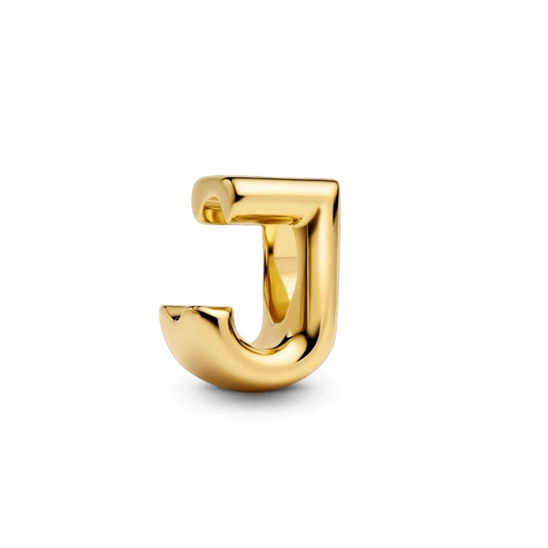 925 Sterling Silver Gold A–Z Alphabet Letter Charms | Exquisite Pendant Beads Fit Original Bracelet Women DIY Jewelry