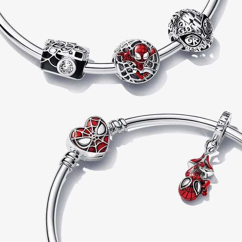 2025 Christmas Marvel Charm Beads – Iron Man Helmet Pendant & Spider-Man Bracelet Charms | Superhero Jewelry Gifts