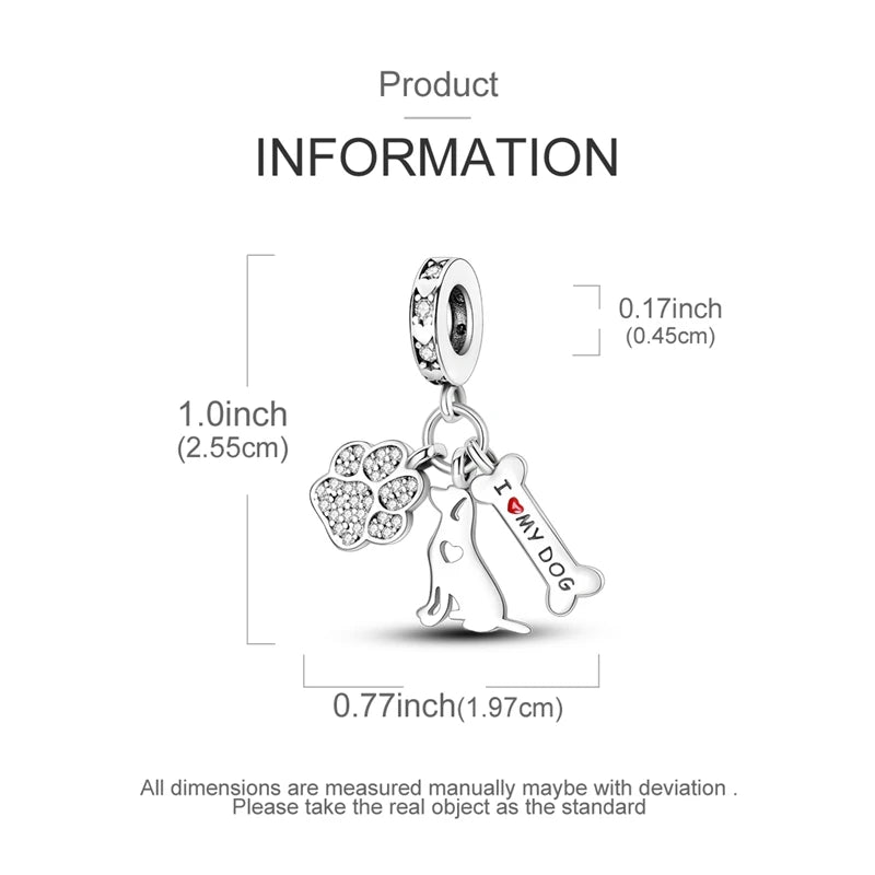 925 Sterling Silver Cute Cat Charm Beads | Paw Print Pendant for Original DIY Bracelets & Women’s Jewelry Gift