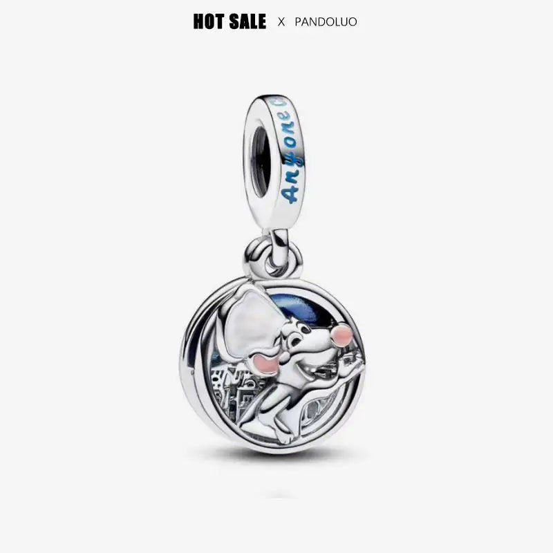 Hot Sale New Disney Cartoon Animal 925 Sterling Silver Lilo & Stitch Charm Bead Bracelet