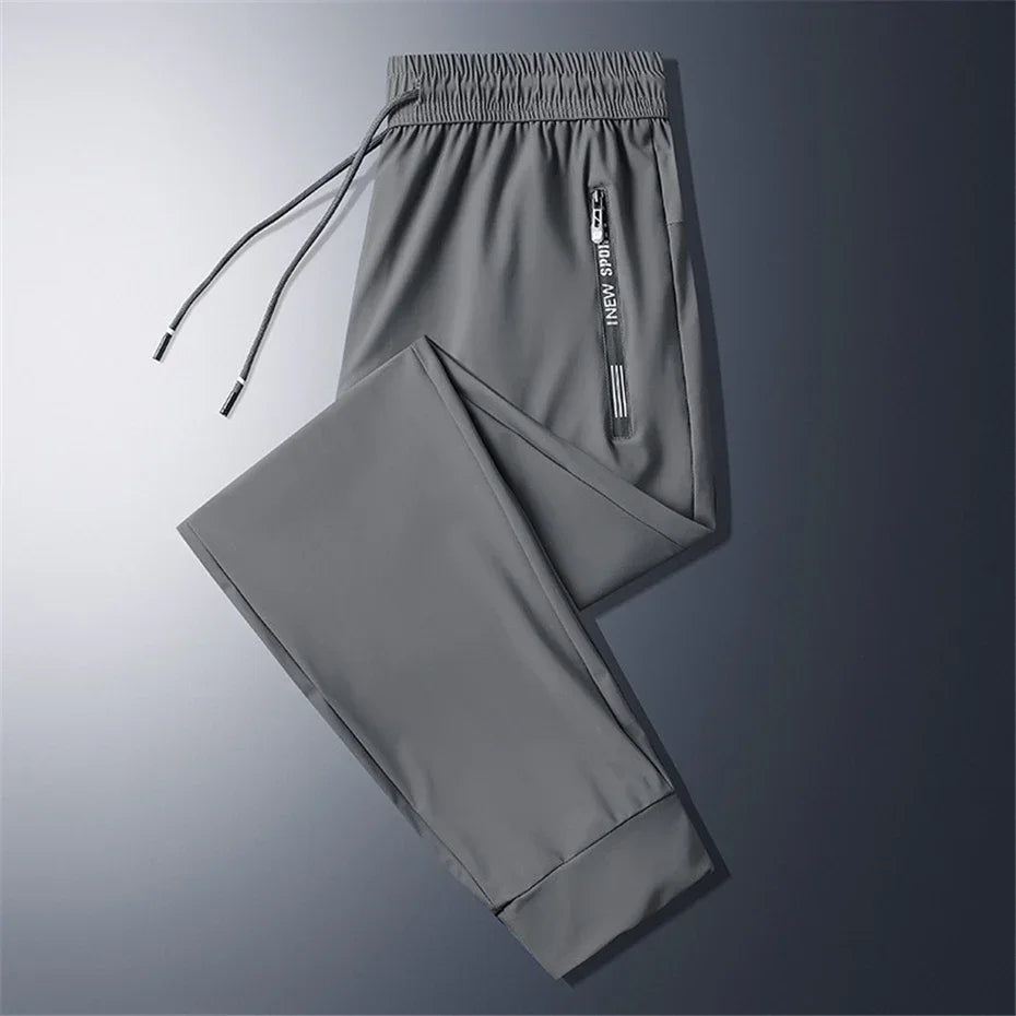 2024 Men’s Plus Size Summer Cool Pants | 7XL–8XL Stretch Sweatpants | Casual Lightweight Trousers in Black & Grey