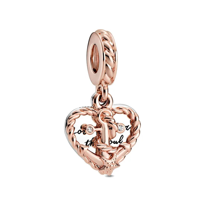 Hot Selling Rose Gold Firefly & Key Pendant Bead | 925 Sterling Silver Charm for Original European Bracelet
