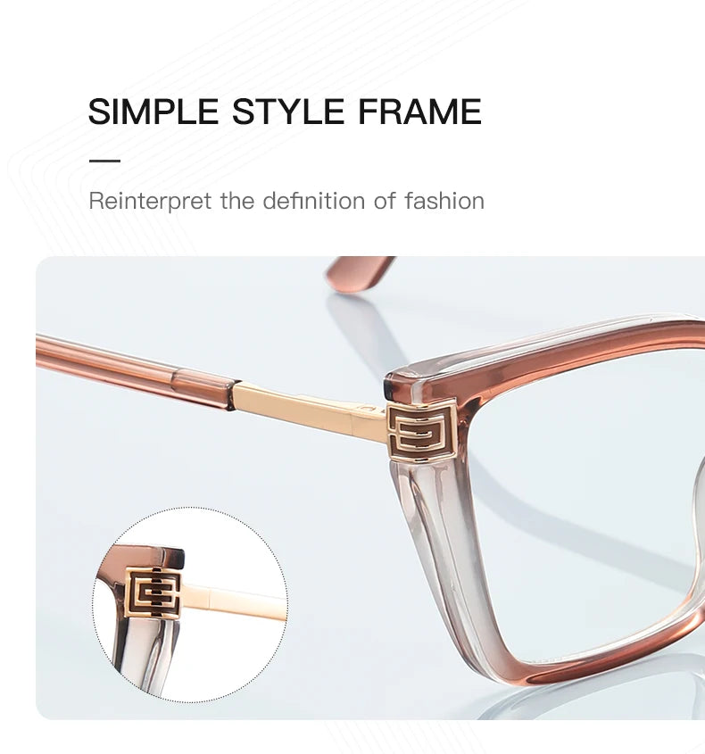 GENEVIEVE Personalized Large Frame Square Anti-Blue Light Reading Glasses – Women’s Photochromic Custom Prescription Eyewear