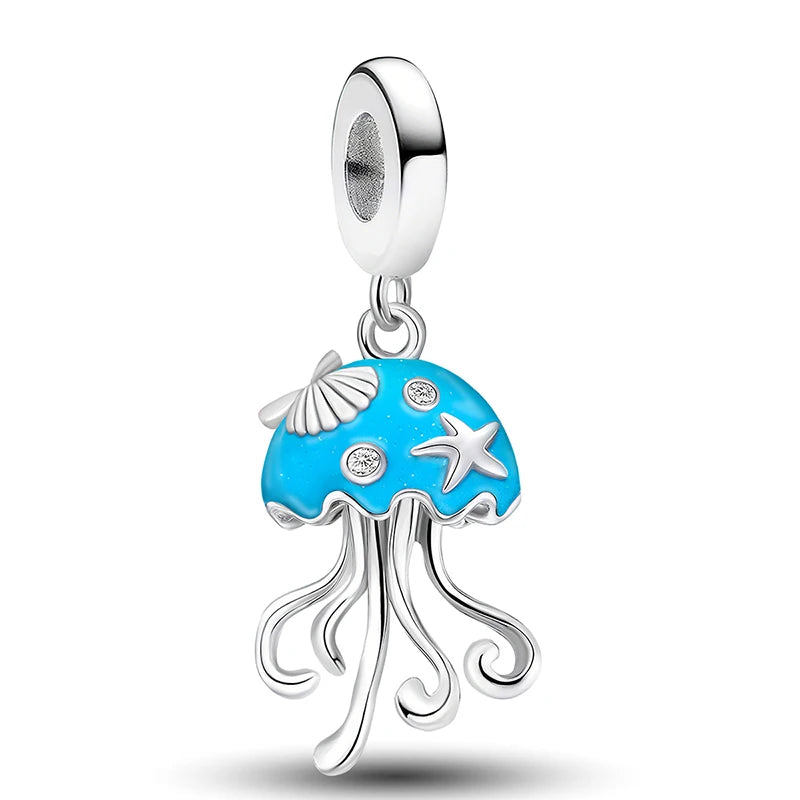 925 Sterling Silver Turtle Dolphin Series Charms | Ocean Beads Fit DIY Bracelet Necklace Women Jewelry Gift