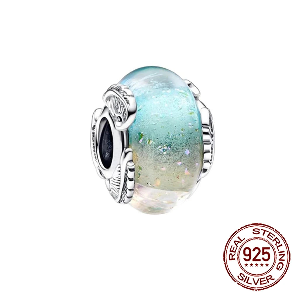 New 925 Sterling Silver Pink Daisy Murano Glass Charm | Cold Enamel Bead Fit Pandora Bracelet & Necklace