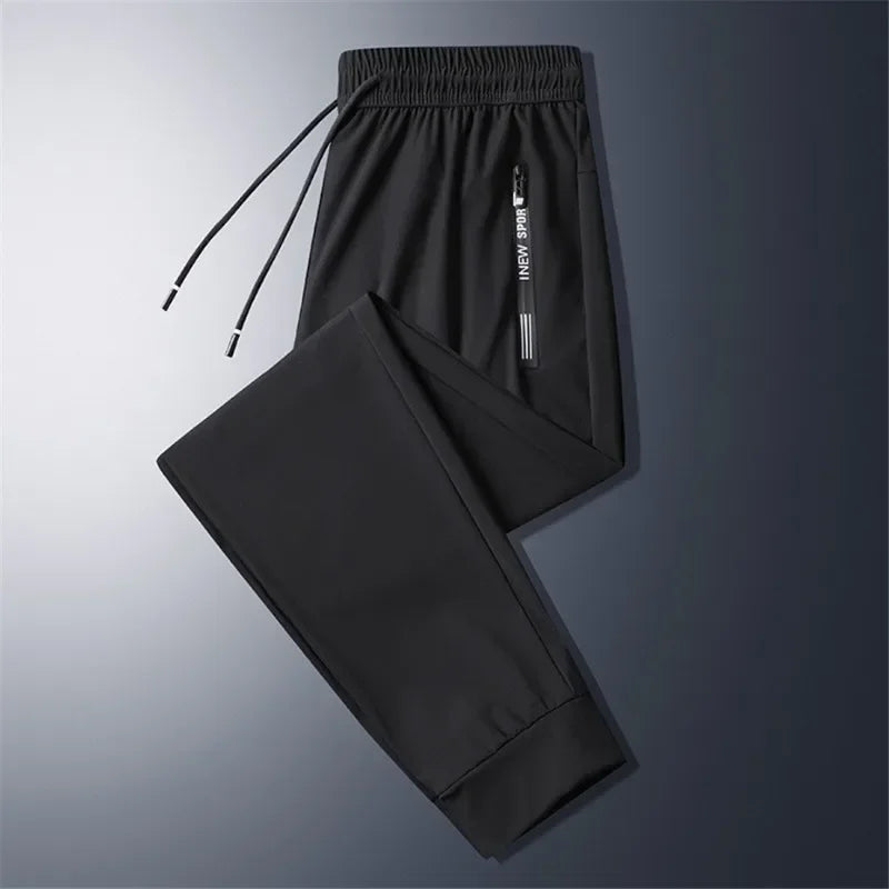 2024 Men’s Plus Size Summer Cool Pants | 7XL–8XL Stretch Sweatpants | Casual Lightweight Trousers in Black & Grey