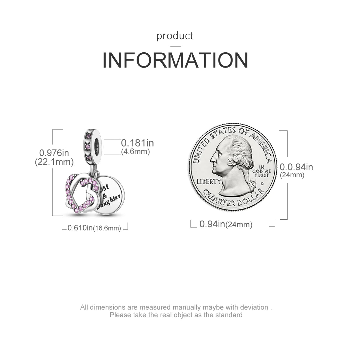 S925 Silver Heart Love Mom Infinity Charm | Dangle Bead Fit Bracelet Jewelry Mother’s Day Gift