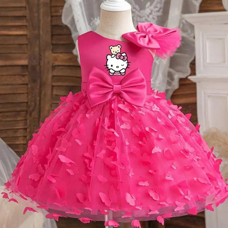 Hello Kitty Girls Princess Butterfly Dress – Toddler Birthday, Wedding & Christmas Party Luxury Gown for Kids