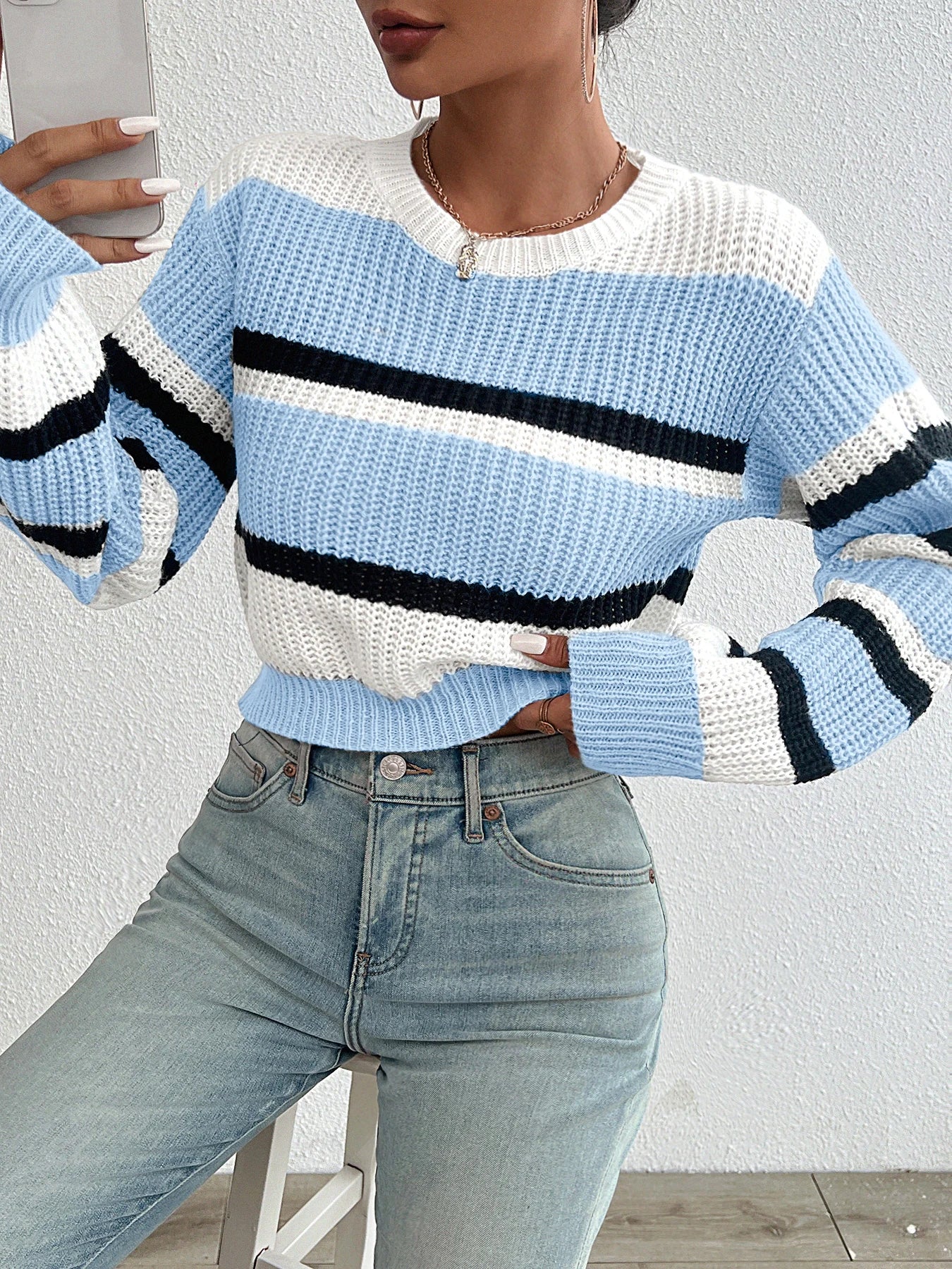 2024 Autumn & Winter Women’s Acrylic Knitted Sweater | Loose Drop Shoulder Long Sleeve