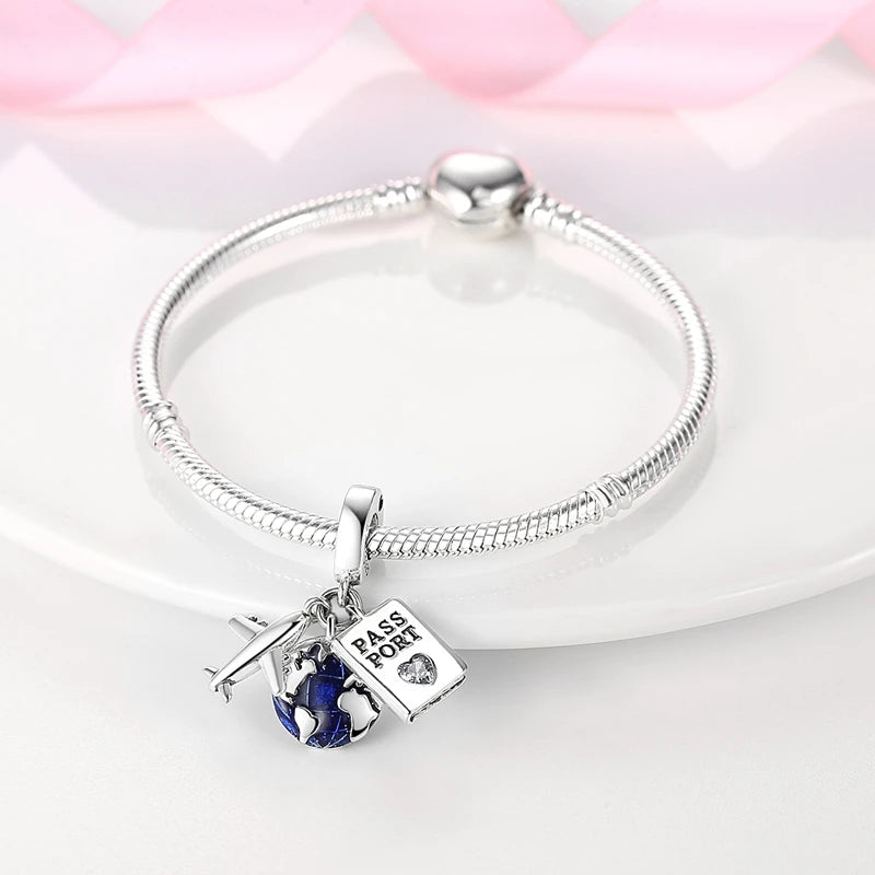 Blue Series 925 Sterling Silver Charms | Butterfly, Earth & Ocean Beads Pendants Fit Original Bracelet DIY Jewelry