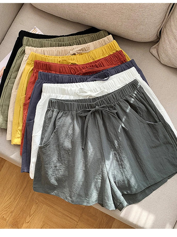 ✨ HELIAR Casual Linen Shorts for Women 🩳 High-Waist Gym & Workout Shorts 👟 Ladies Sport Femme Summer Shorts