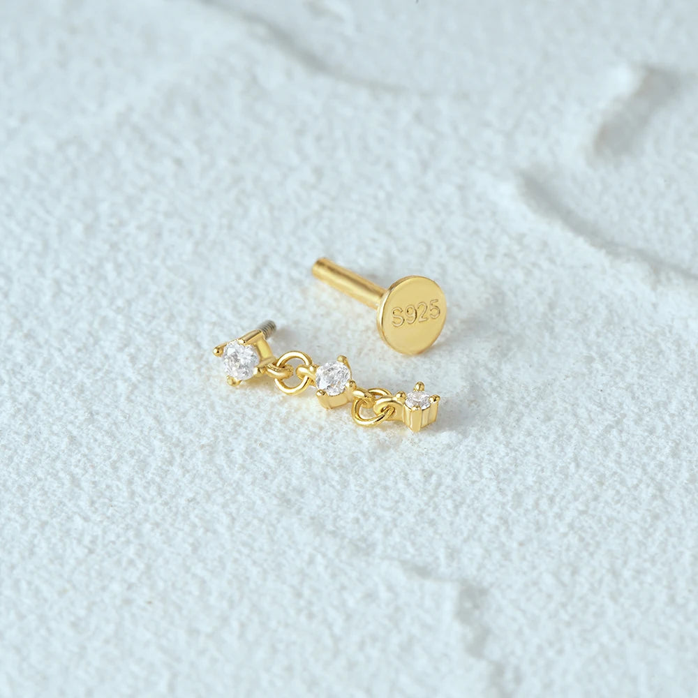 Aide 925 Sterling Silver Geometric Multi Piercing Stud Earrings for Women – K Gold Tassel Elegant Jewelry Gift