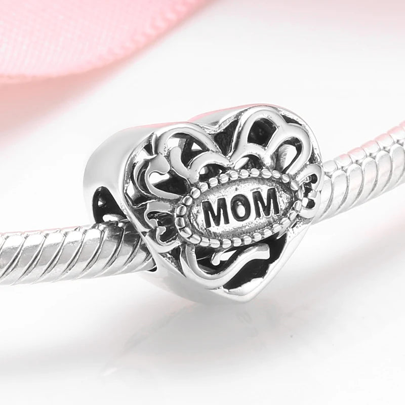 Give Birth To Life Pregnant Mother 925 Sterling Silver Charm | Pink CZ Beads Fit Original Bracelets