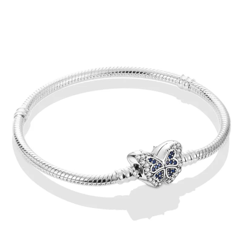 925 Sterling Silver Evil Eye Bracelet with Hand of Fatima | Blue Zircon Protection Charm Jewelry for Women