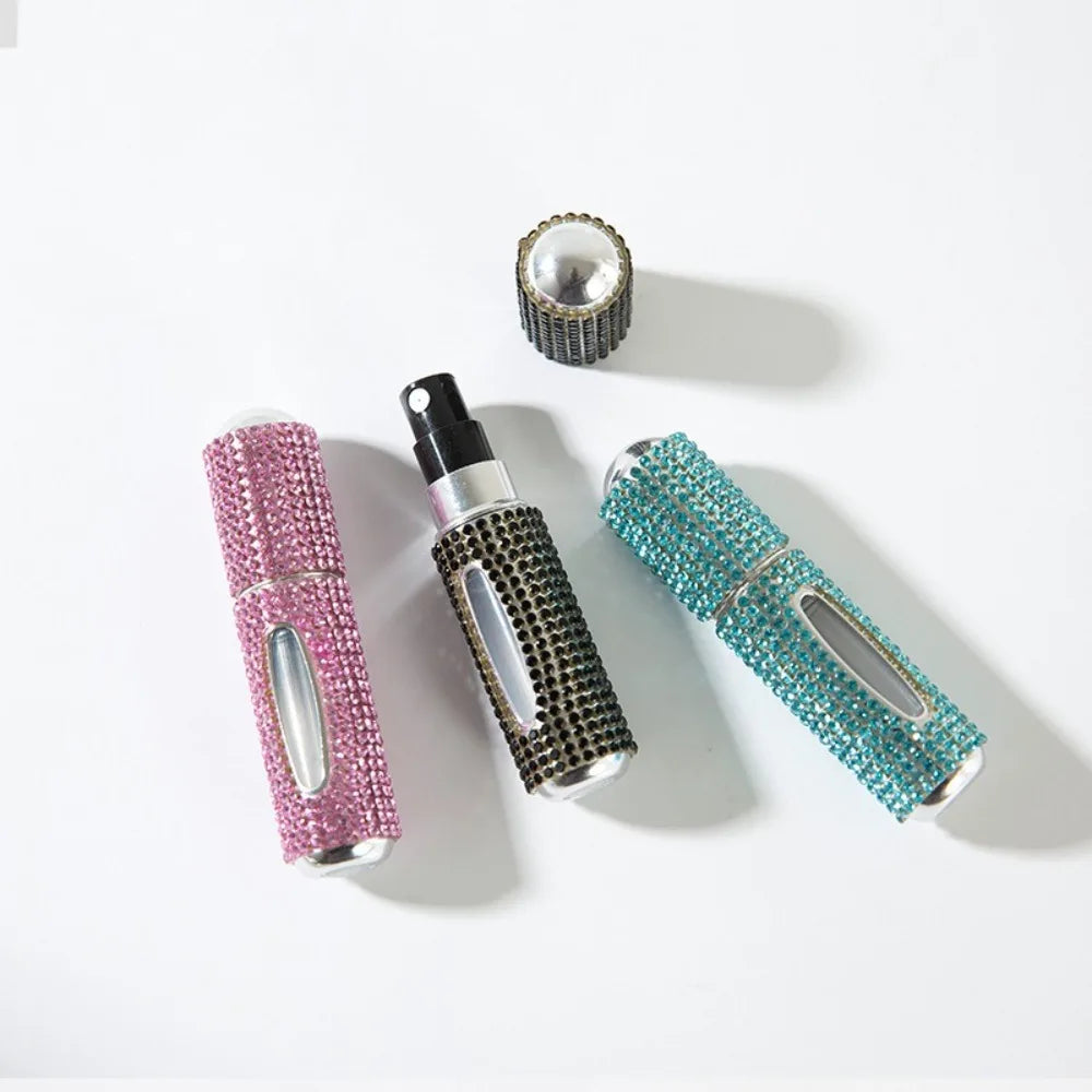 5ML Mini Perfume Bottle – Diamond-Encrusted Crystal Bling Glitter | Travel Empty Pump Container