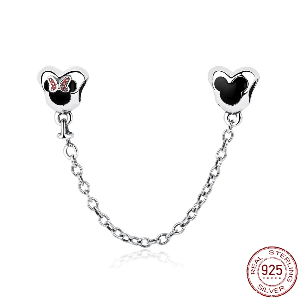 925 Sterling Silver Safety Chain Charms for Pandora Bracelets Women Jewelry