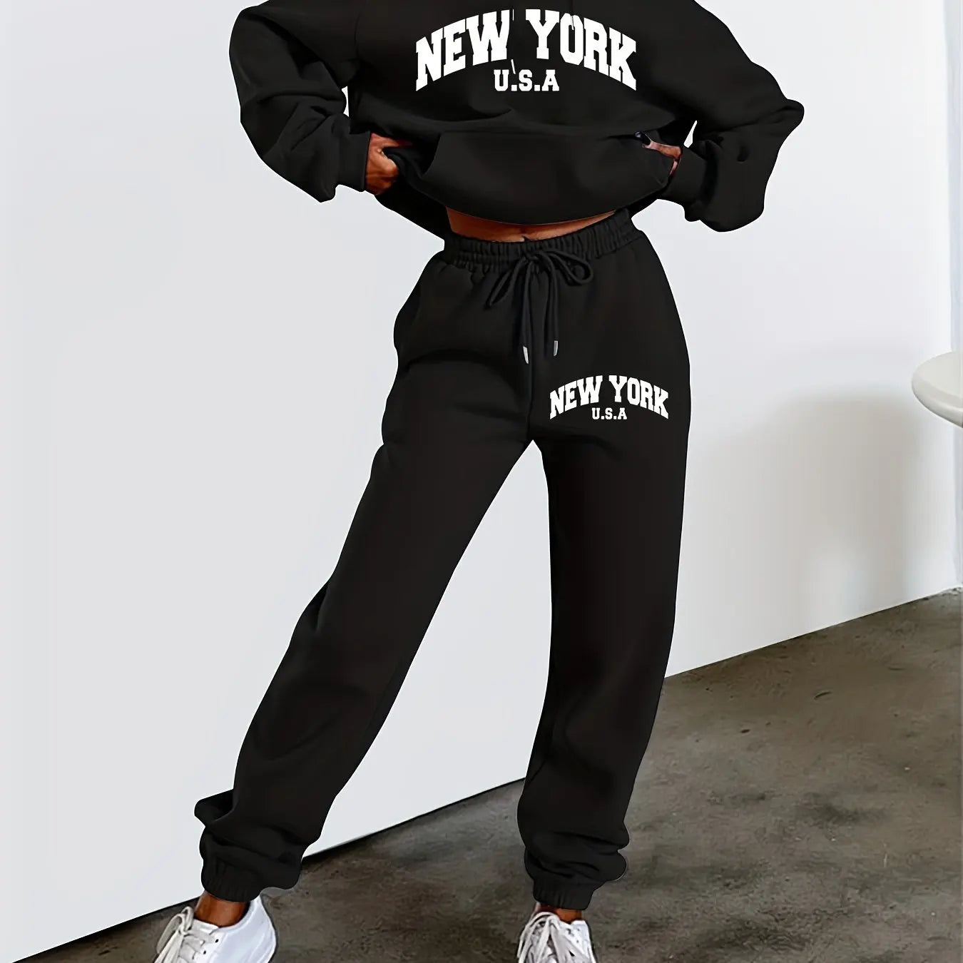 Women’s Hip Hop Streetwear Hoodie & Sweatpant Set | Oversized Casual Printed Sweatshirts | Autumn Fleece Clothing
