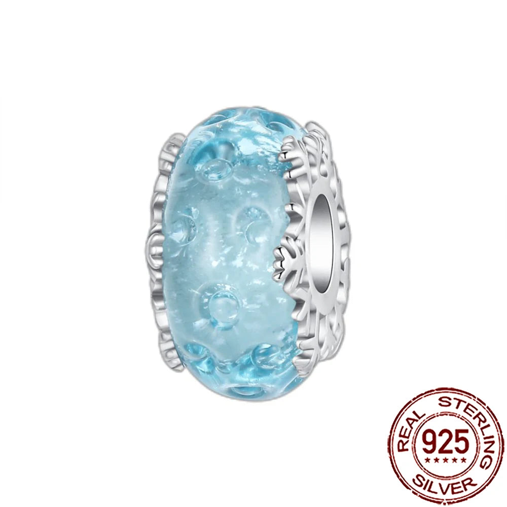 New 925 Sterling Silver Pink Daisy Murano Glass Charm | Cold Enamel Bead Fit Pandora Bracelet & Necklace