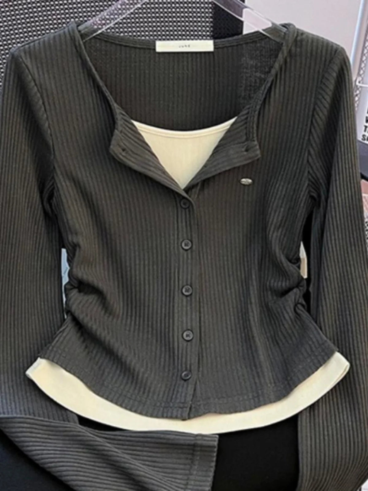 Unique Design Long Sleeve Slim Fit T-Shirt – Women's Plus Size Early Autumn Base Shirt, Korean Style Knitted Top
